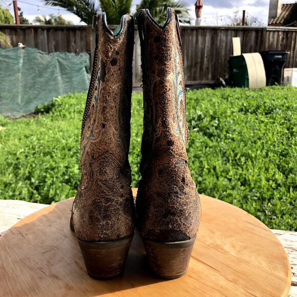 ARIAT Boot Womens Sz 6 Turquoise Corral Cow Print Western Cowgirl Leather Snip - Picture 11 of 16